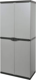 Keter Cortina 7x7 Casetta da Giardino Moderna e Resistente alle Intemperiche Materiale EVOTECH Doppia Anta Grigio 228x223x252 cm