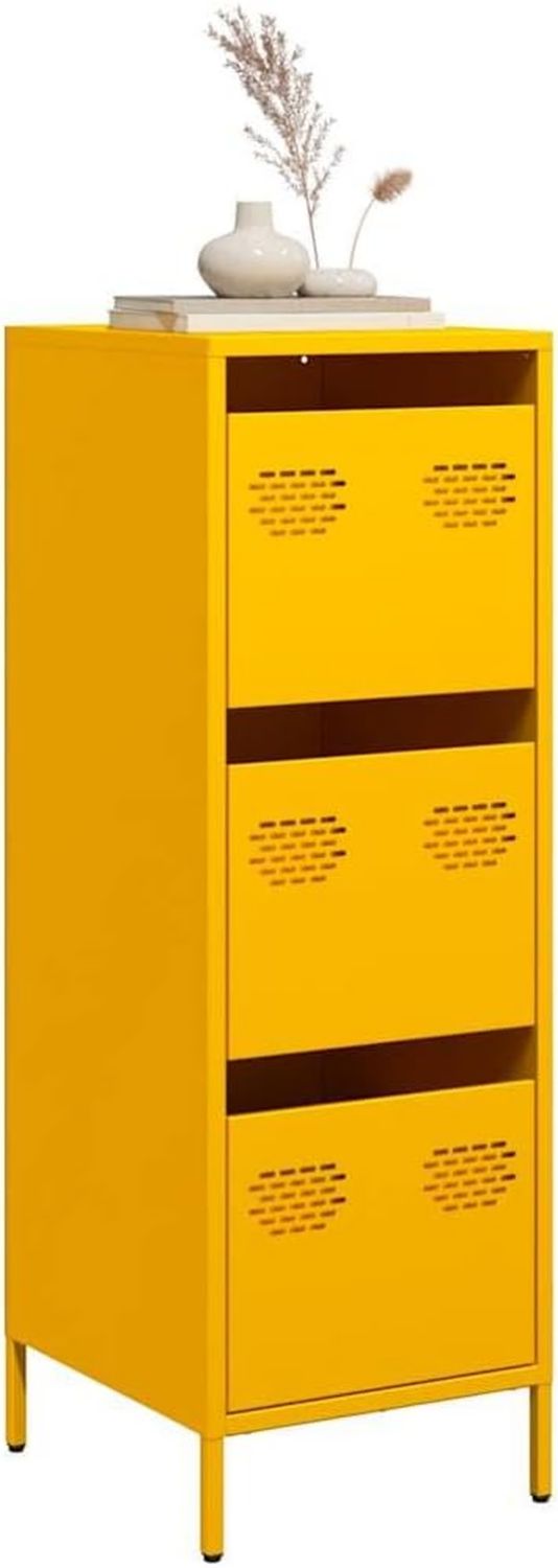 Home Giardino Highboard Giallo Senape 39x35x103 5 cm Acciaio