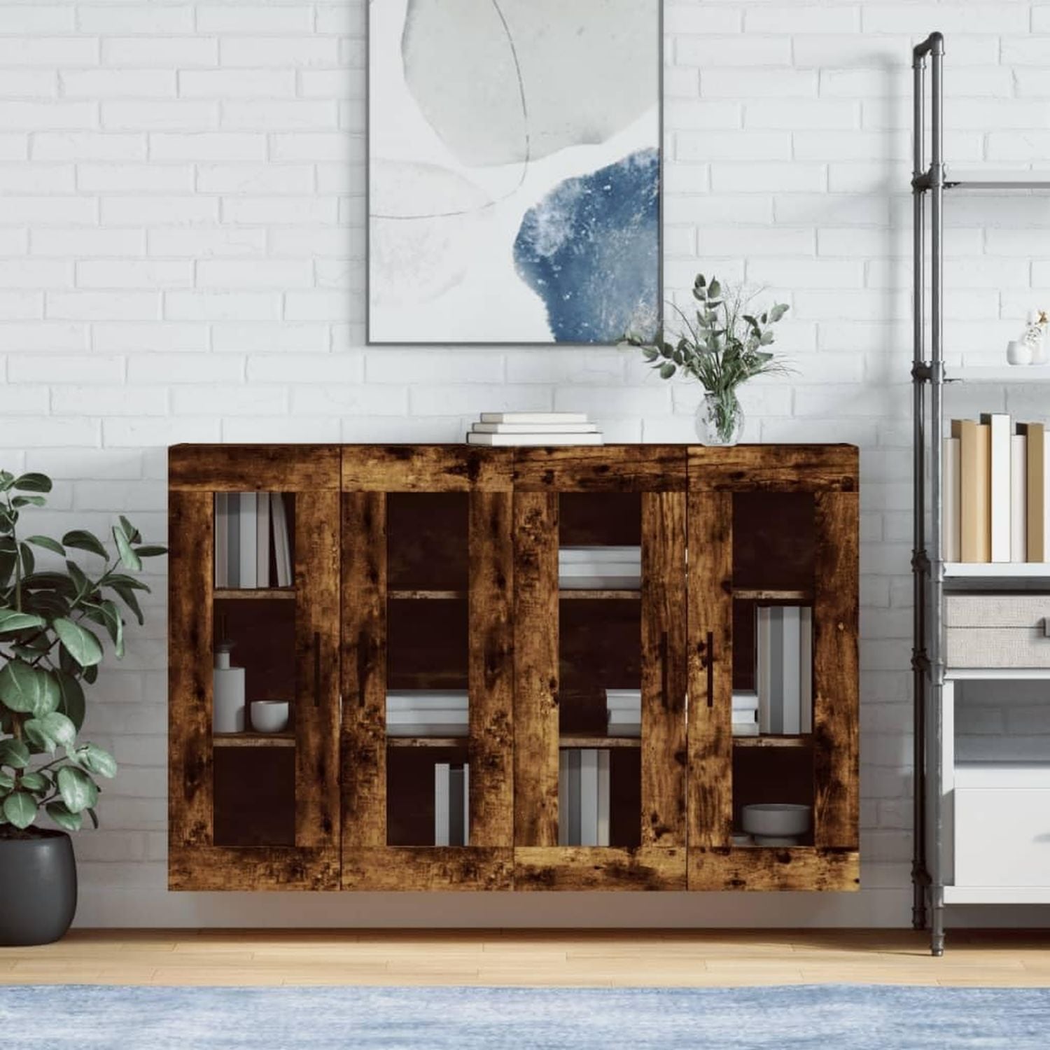 Casa Giardino Armadietti a parete 2 pz Rovere Affumicato Legno Ingegnerizzato