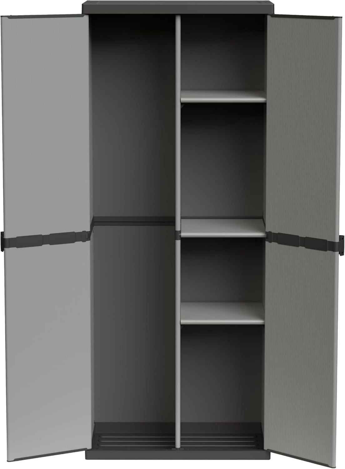 Armadio Adventa Porta Scope in resina di PVC e PP 2 Ante Facile da Montare Modular System Resistente Adatto ad ambienti Interni ed Esterni 68L 40P 165H cm x x