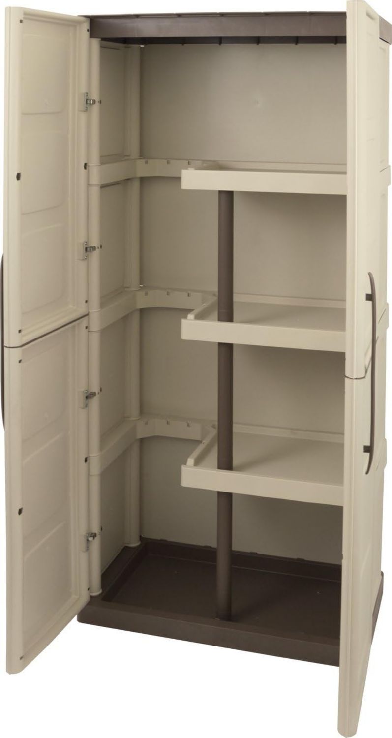 ARMARIO Porta ESCOBAS EN POLIPROPILENO Material RECICLABLE Y Eco SOSTENIBLE EST¨¢ EQUIPADO con BISAGRAS DE Acero Y ESTANTES REGULABLES DIMENSIONES L 700 X P 390 X H 1650 MM