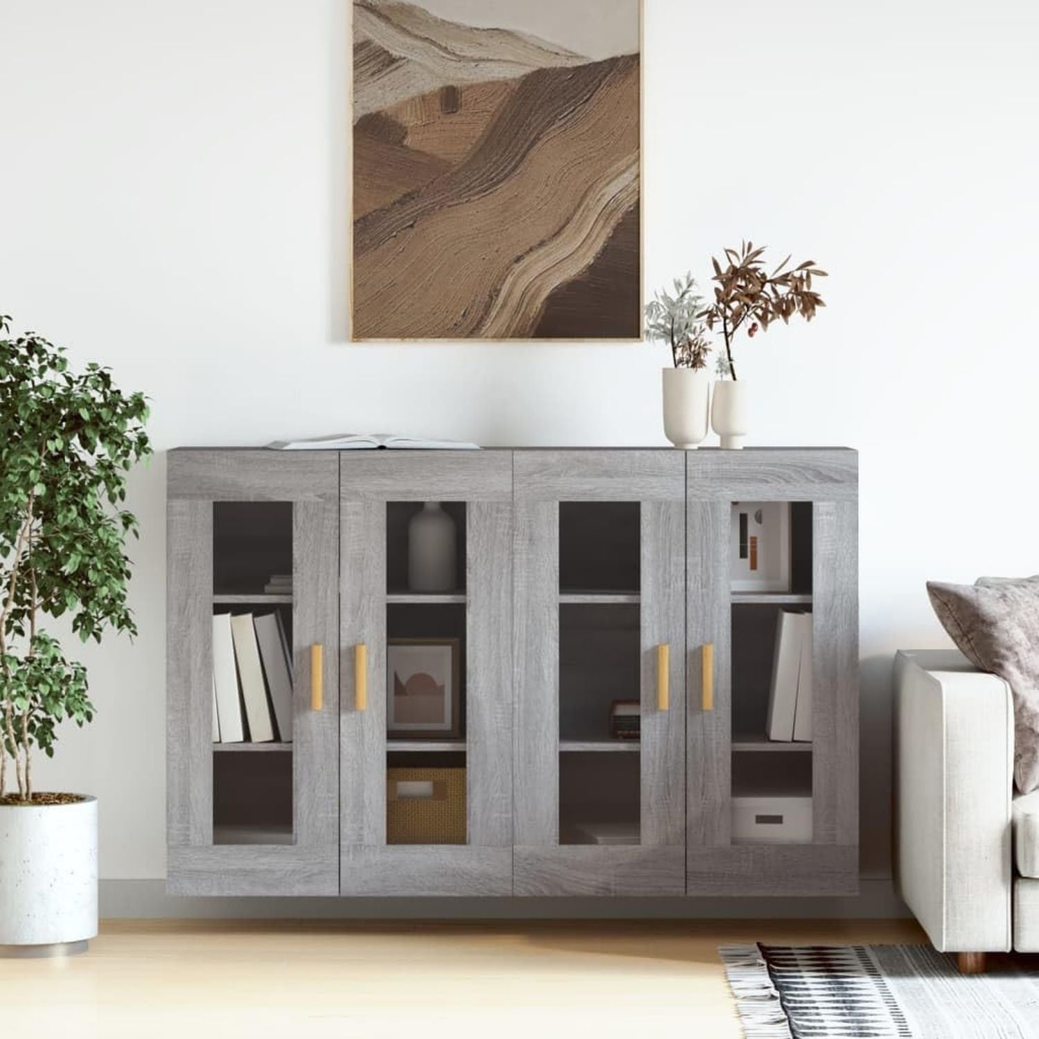 Casa Giardino Armadietti A Parete 2 pz Grigio Sonoma Engineered Wood